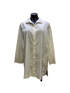 Lafayette 148 New York White Button-Down Blouse L